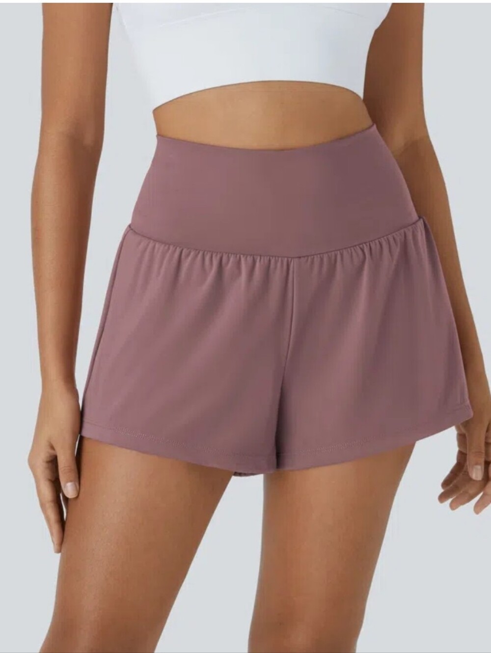 Halara Super High-Waist 2 In 1 Hidden Pocket Yoga Shorts Size S Mauve
